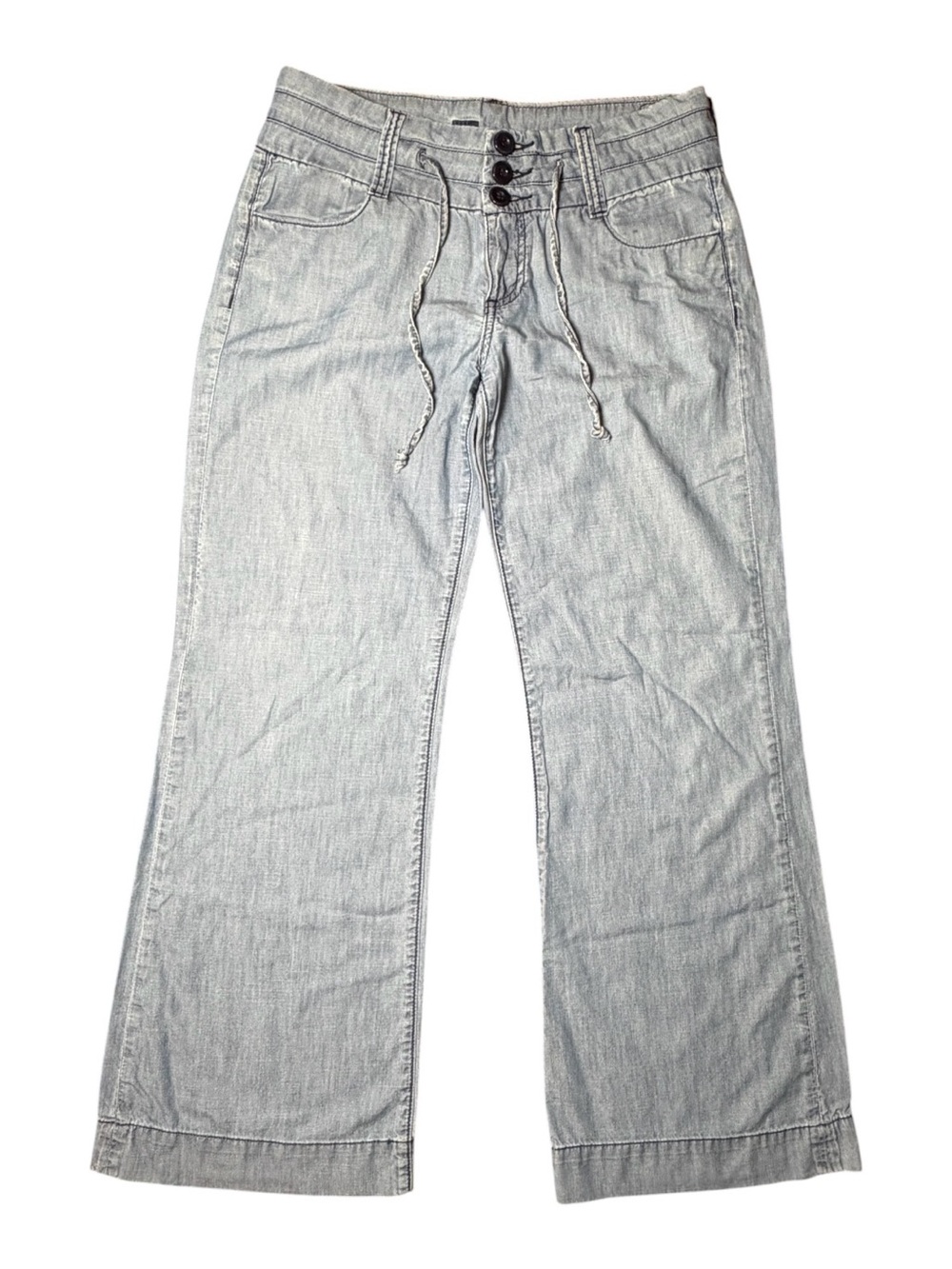 KUT from Kloth Chambray Wide Leg Pants Size 6 Light Wash Drawstring Jeans - Picture 5 of 13